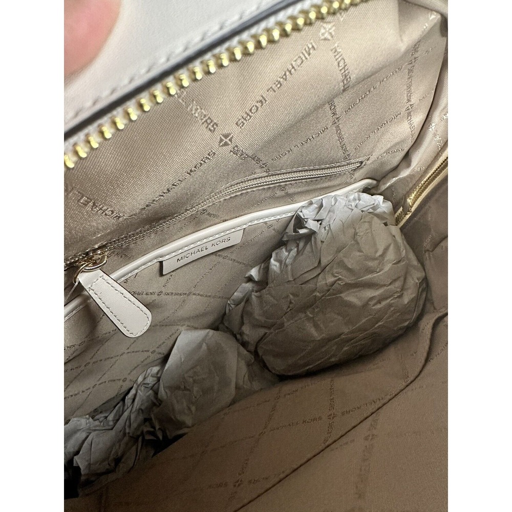 MICHAEL KORS Jaycee Large Backpack Pebbled Cream Leather Zip Multi Pocket Travel - Picture 8 of 10